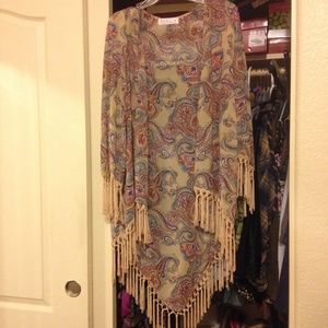 Paisley fringe kimono